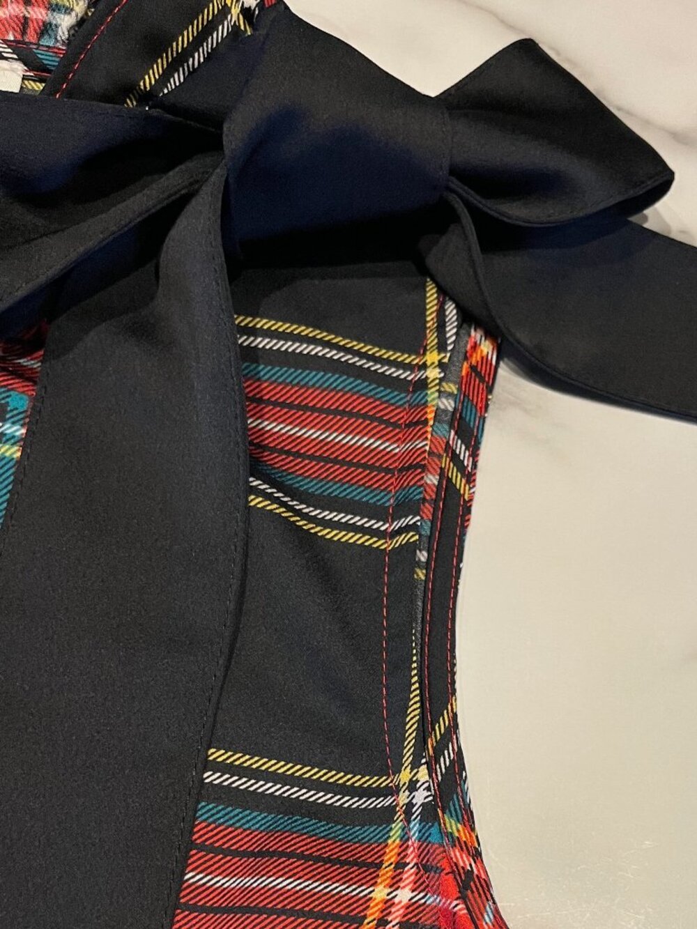 J.Crew Factory Tartan Bow-Neck Top with Ruffles - Medium - Picture 1 of 10